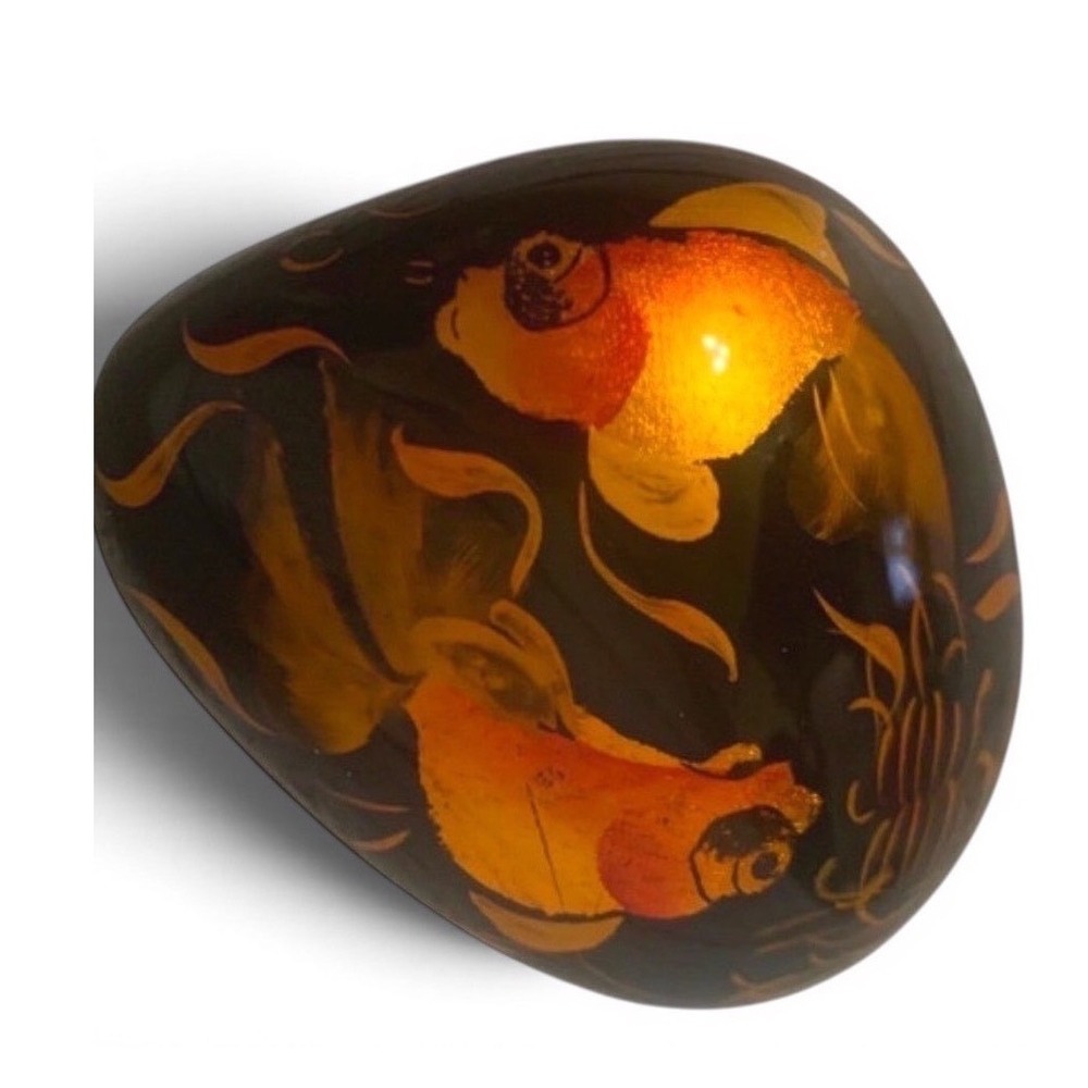 Ten Thousand Villages Vietnamese Lacquer Goldfish Paperweight Hand Painted